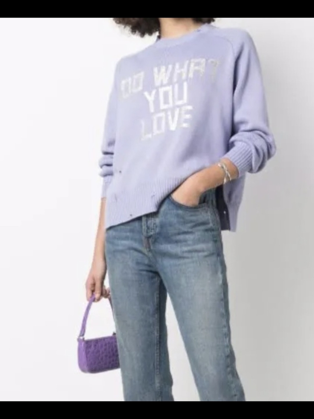 Golden Goose Lilac Delilah "Do What You Love" Distressed Sweater M
